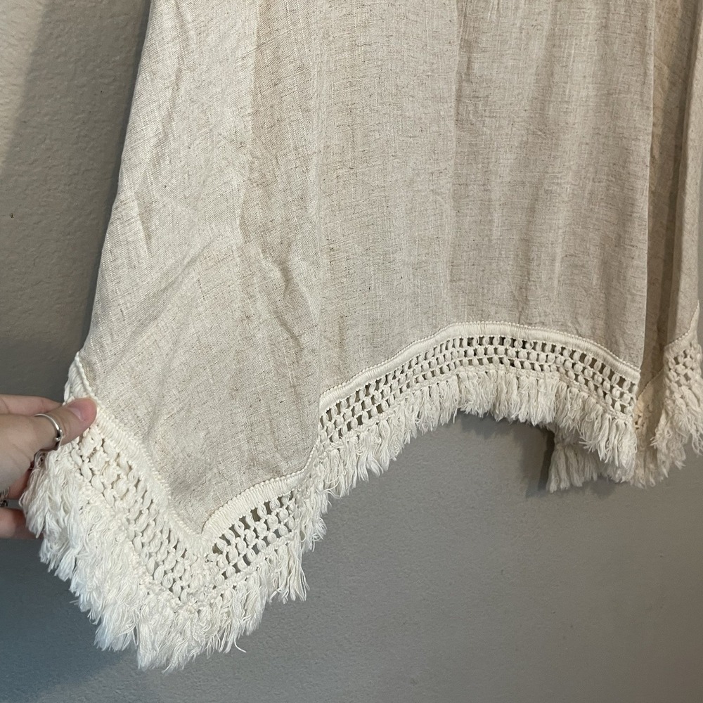 Umgee Large Boho Linen Cotton Shift Dress Crochet Lace Hem Festival Western EUC - Picture 4 of 8